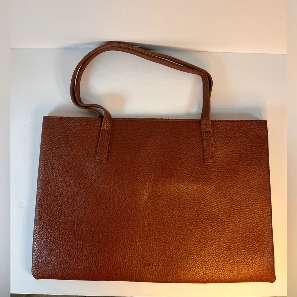 Vince Camuto Brown Black Vegan Leather Tote Laptop Shoulder‎ Bag College.